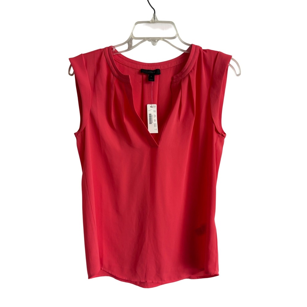 J.Crew Coral‎ Pleated Coastal Sleeveless Blouse Size 2 Career Casual Top NWT